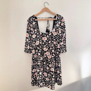 American Eagle Black Floral Babydoll Dress